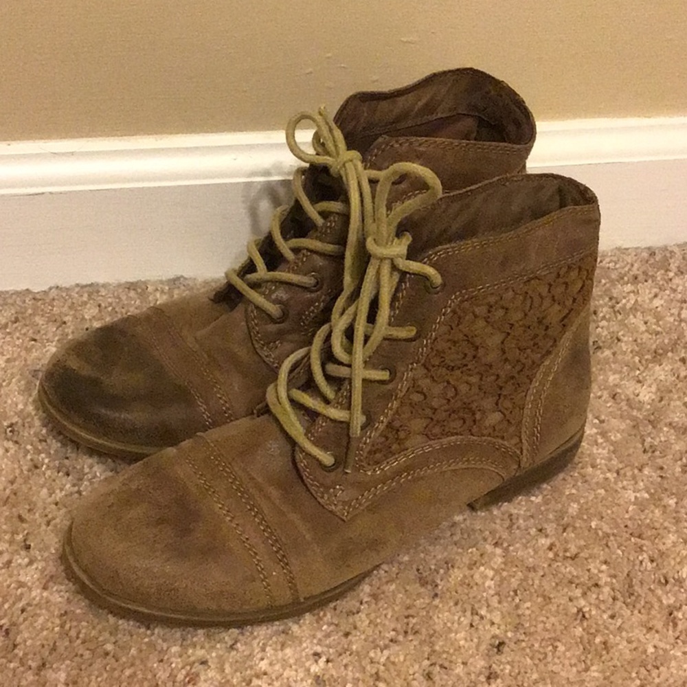 Brown Lace Detail Booties